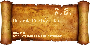 Hranek Boglárka névjegykártya